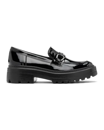 Pantofi loafer cu toc masiv, Negru