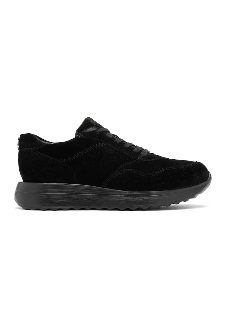 Pantofi sport de piele intoarsa cu talpa wedge, Negru
