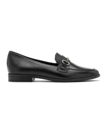 Pantofi loafer de piele cu varf rotund, Negru stins