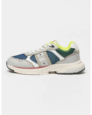 Pantofi sport din piele ecologica cu garnituri din material textil Eagle, Verde/Gri/Bleumarin