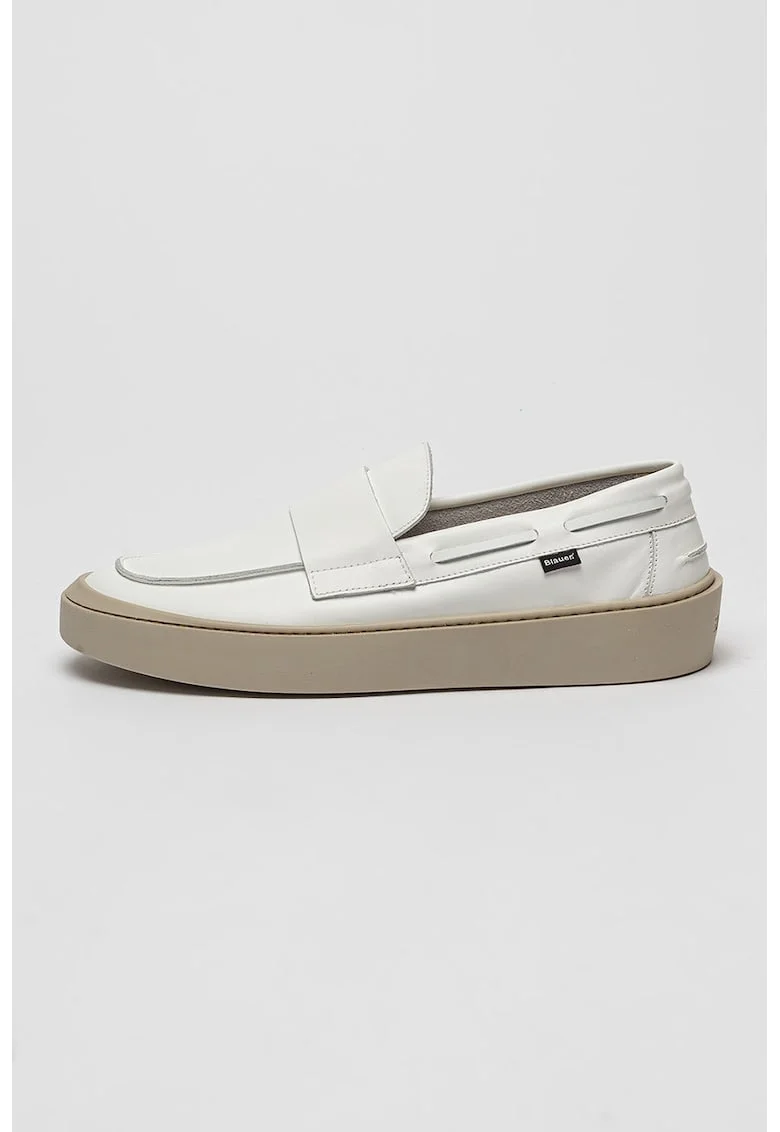 Pantofi loafer de piele intoarsa Staten, Alb optic