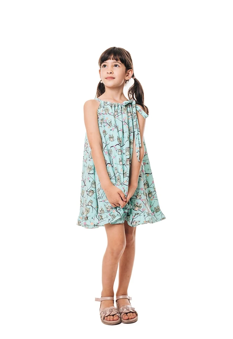 Rochie mini cu imprimeu grafic, Verde/Albastru glaciar
