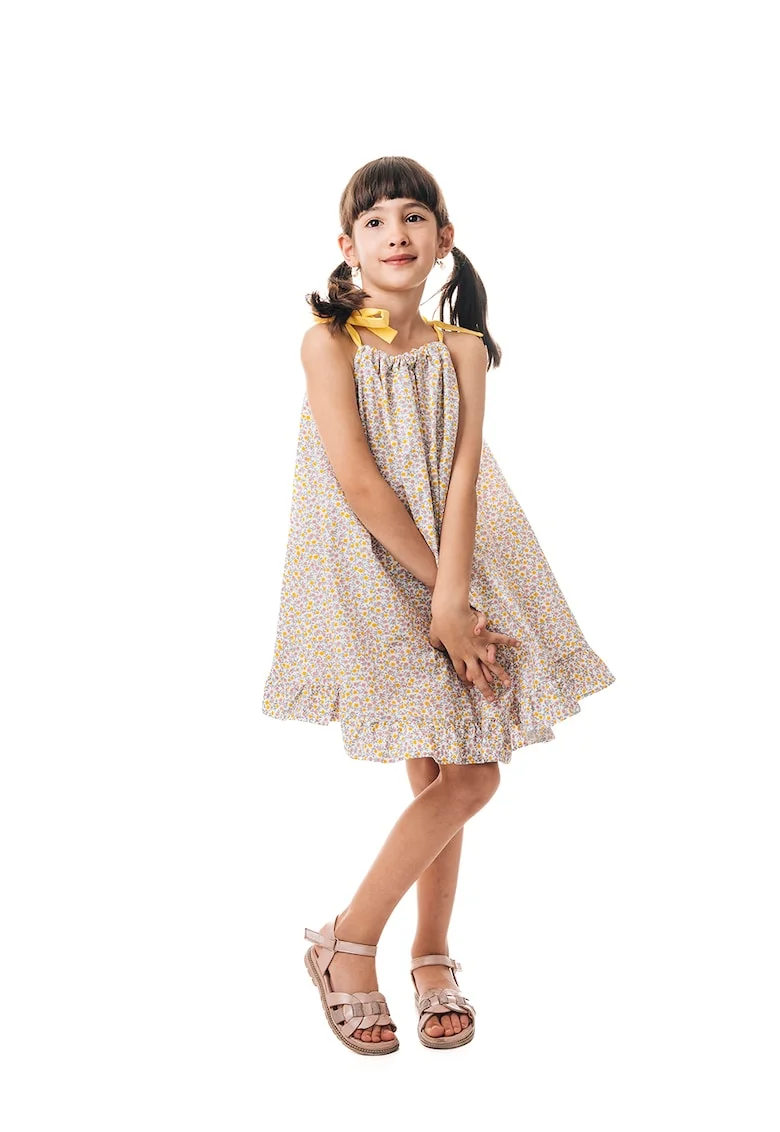 Rochie evazata cu model floral, Multicolor