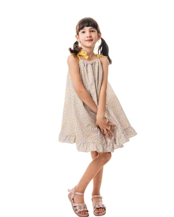Rochie evazata cu model floral, Multicolor
