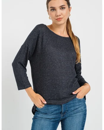 Bluza cu decolteu rotund, Gri antracit