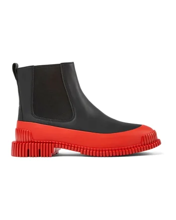 Ghete Chelsea din piele Pix 1265, Rosu/Negru