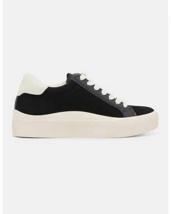 Pantofi sport cu talpa flatform si garnituri din piele, Negru