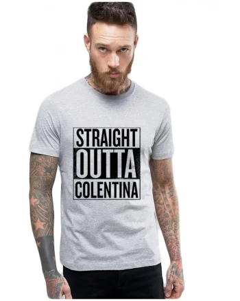 Tricou barbati gri cu text negru - Straight Outta Colentina, Gri
