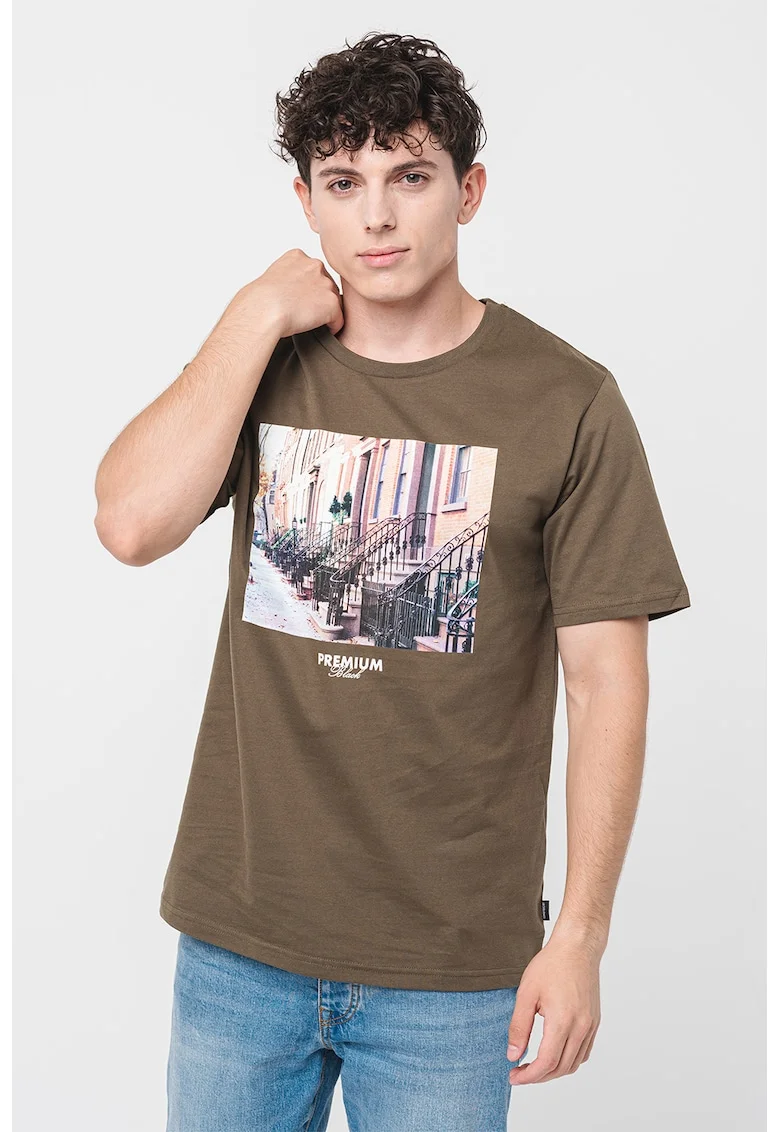 Tricou de bumbac cu imprimeu foto Maxey, Verde aquamarin