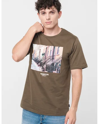 Tricou de bumbac cu imprimeu foto Maxey, Verde aquamarin