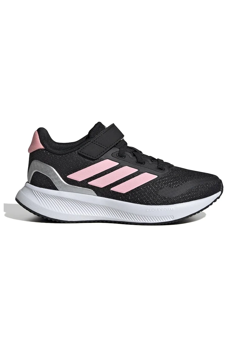 Pantofi sport Runfalcon 5 din plasa cu logo si velcro, Negru/Roz pastel