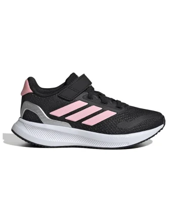 Pantofi sport Runfalcon 5 din plasa cu logo si velcro, Negru/Roz pastel