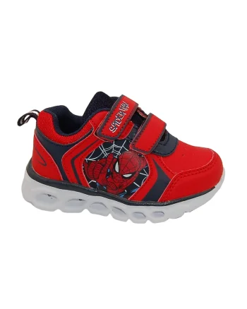 Pantofi sport cu model Spiderman si velcro, Rosu