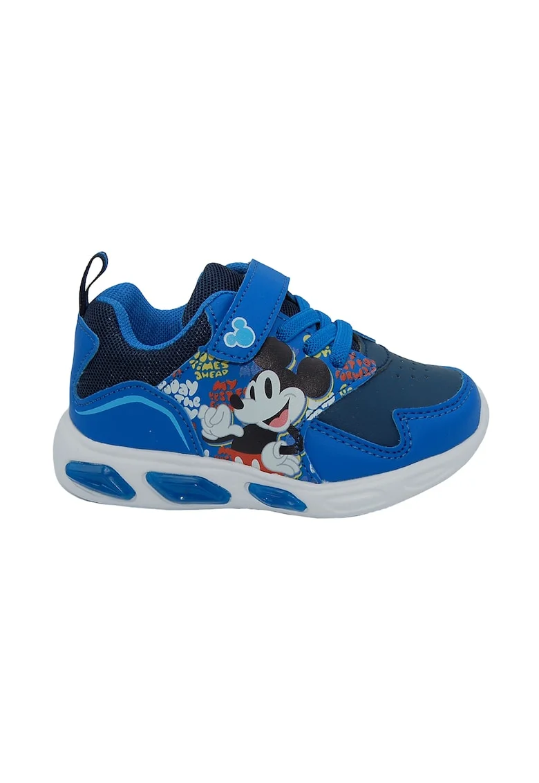 Pantofi sport cu imprimeu cu desene si velcro, Albastru inchis