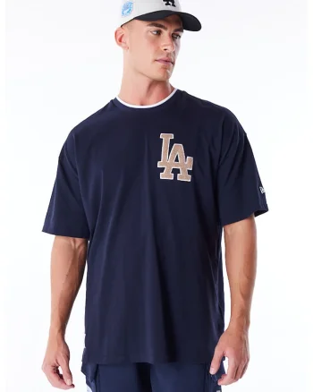 Tricou cu imprimeu Dodgers, Bej/Bleumarin
