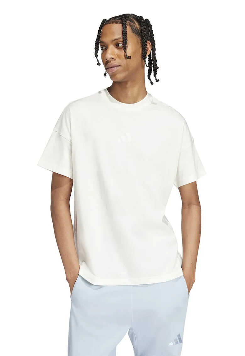 Tricou lejer cu decolteu la baza gatului All Szn, Alb murdar