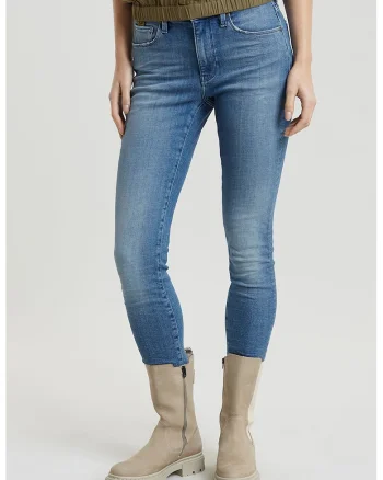 Blugi skinny cu design 5 buzunare 3301, Albastru pastel
