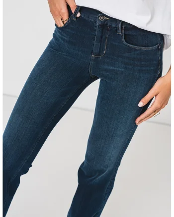 Blugi bootcut cu talie inalta, Albastru inchis