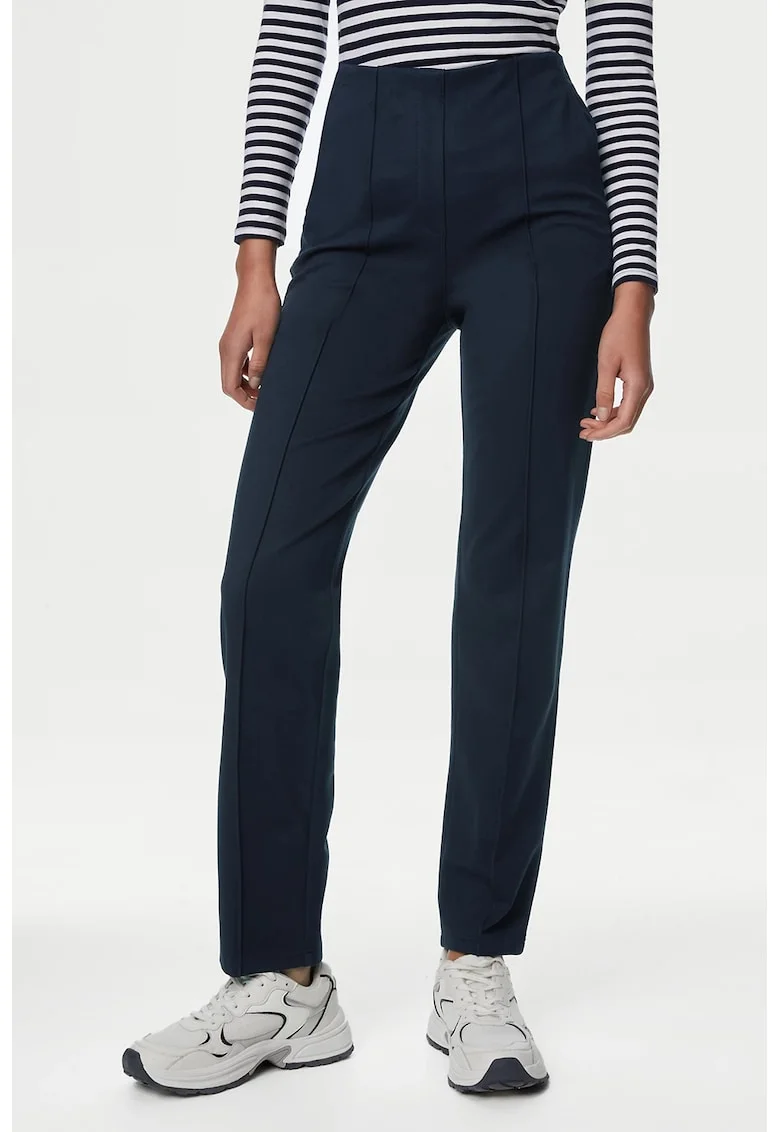 Pantaloni drepti cu buzunare oblice, Bleumarin