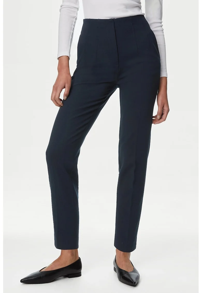 Pantaloni conici cu pliuri, Bleumarin
