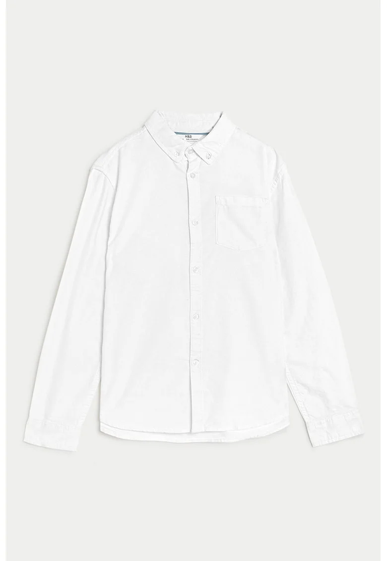 Camasa de bumbac cu guler Oxford, Alb