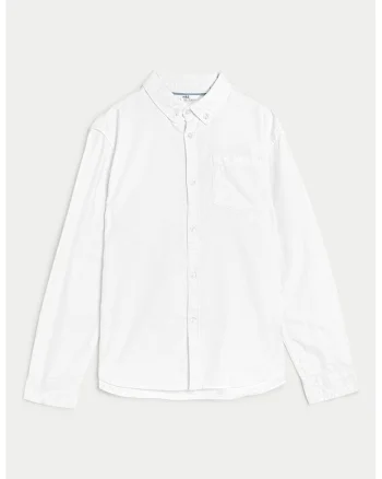 Camasa de bumbac cu guler Oxford, Alb