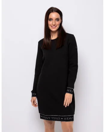 Rochie mini dreapta din amestec de bumbac, Negru