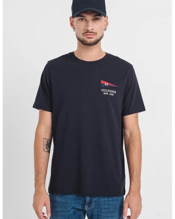 Tricou cu decolteu la baza gatului si logo brodat, Bleumarin