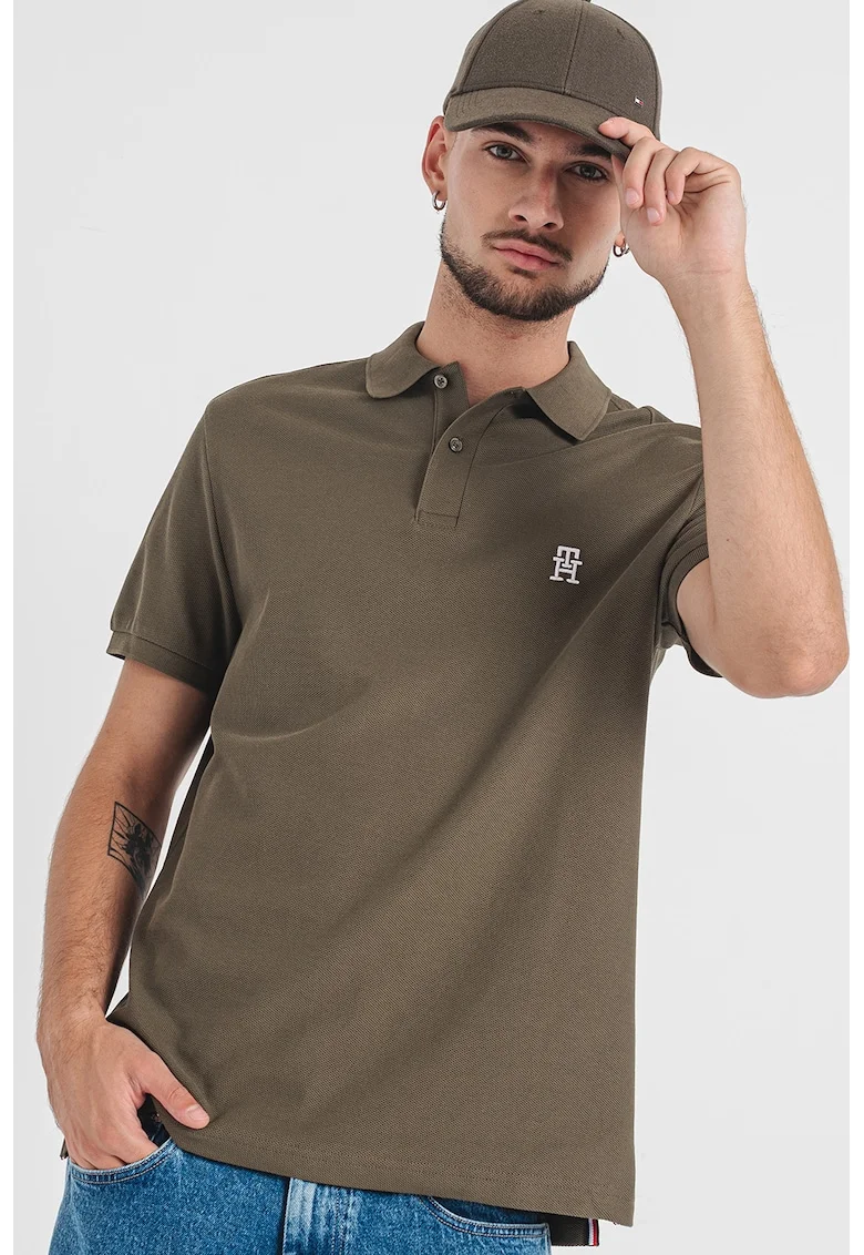 Tricou polo din bumbac organic, Kaki