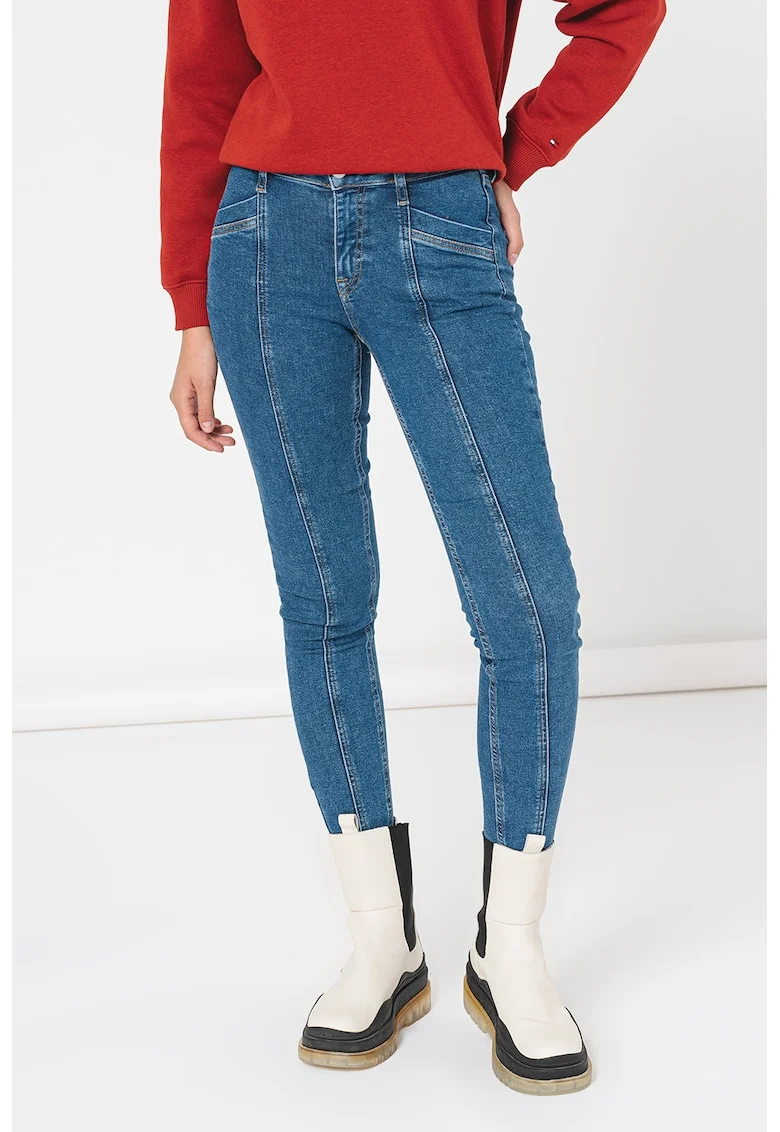 Blugi skinny cu cusaturi accentuate Nora, Albastru royal