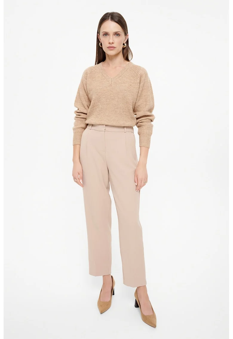 Pantaloni eleganti cu buzunare oblice, Bej