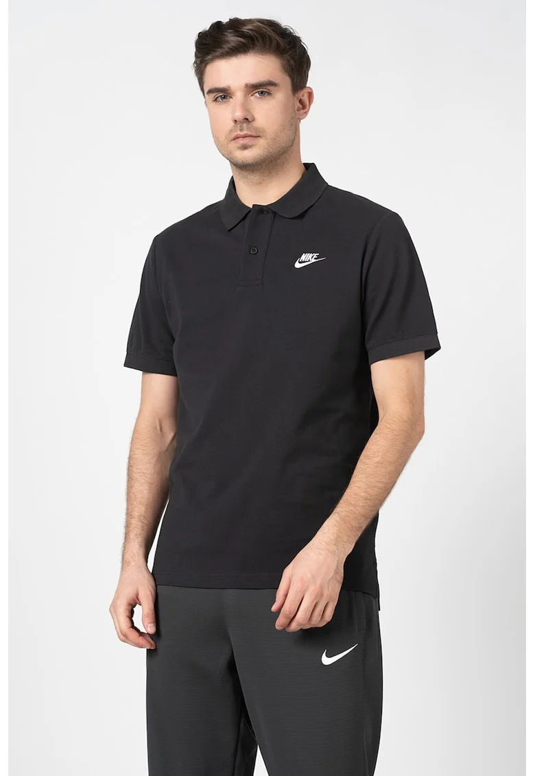 Tricou polo de bumbac pique Matchup, Negru stins