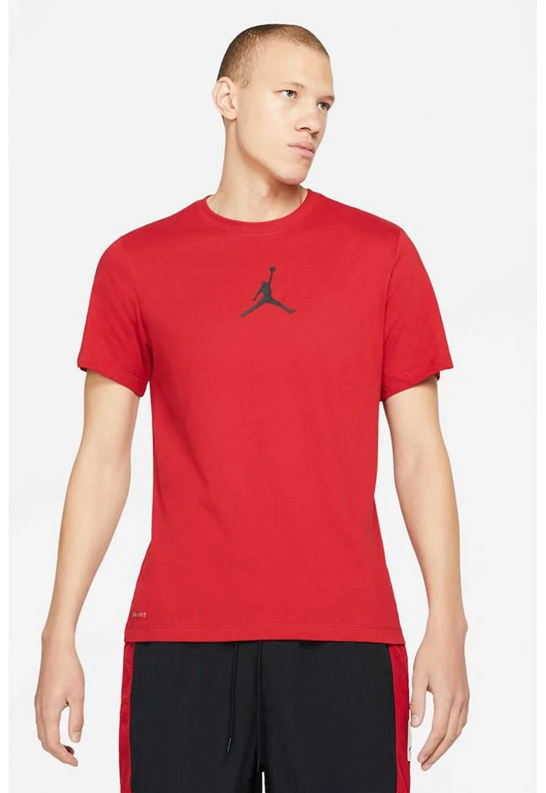 Tricou cu decolteu la baza gatului si logo Jordan Jumpman, Rosu