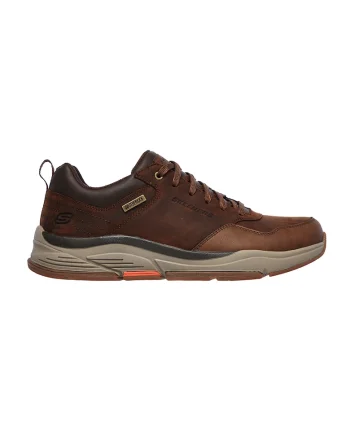Pantofi sport impermeabili de piele cu insertii de piele ecologica Bengao-Hombre, Maro cognac