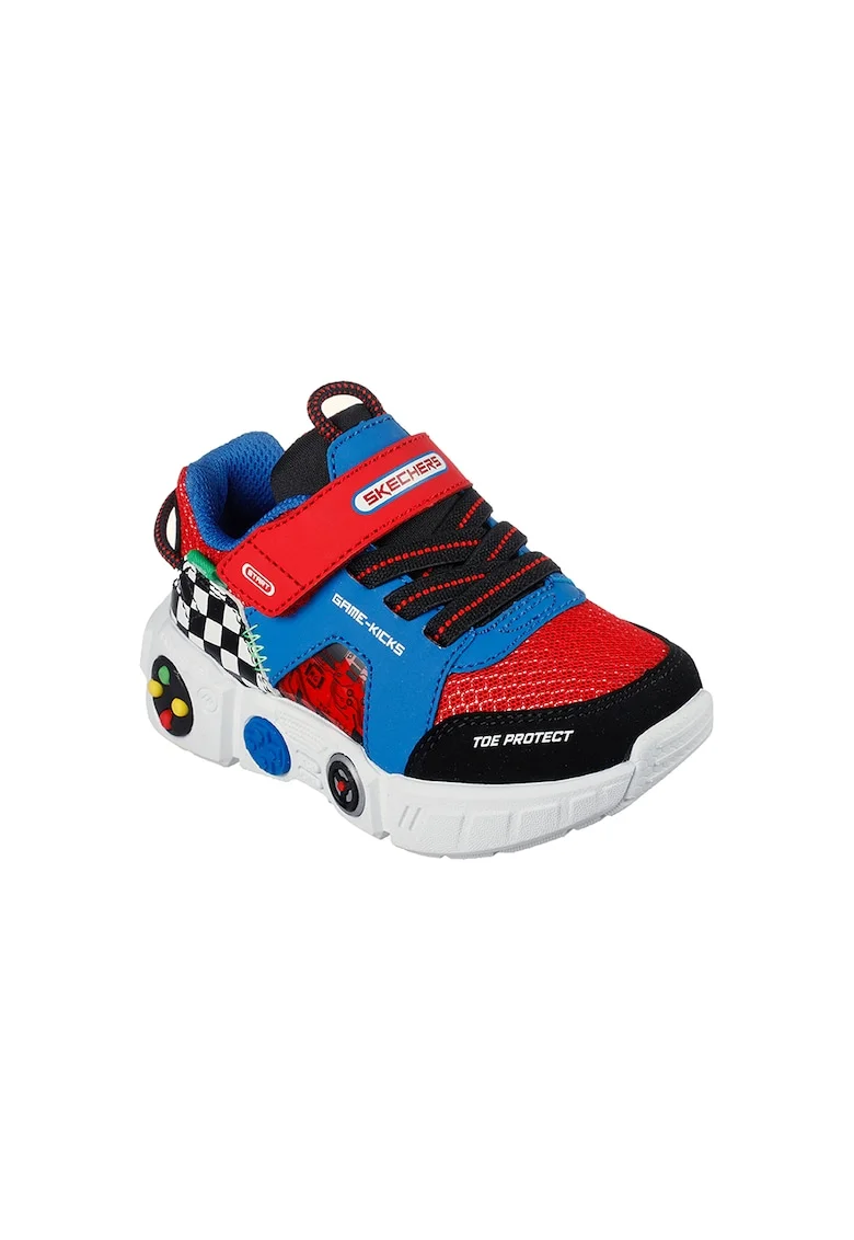 Pantofi sport cu inchidere velcro Lil Gametronix, Rosu/Albastru inchis