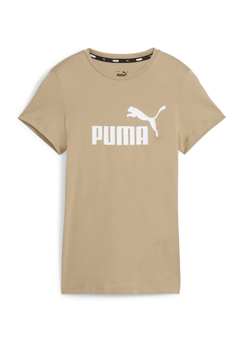 Tricou din bumbac cu imprimeu logo Essentials, Maro nisip