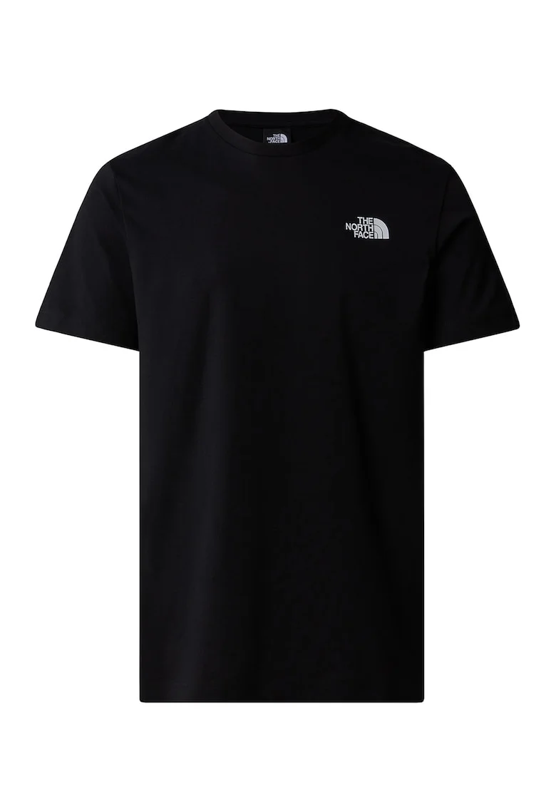 Tricou de bumbac cu imprimeu logo pe spate, Negru