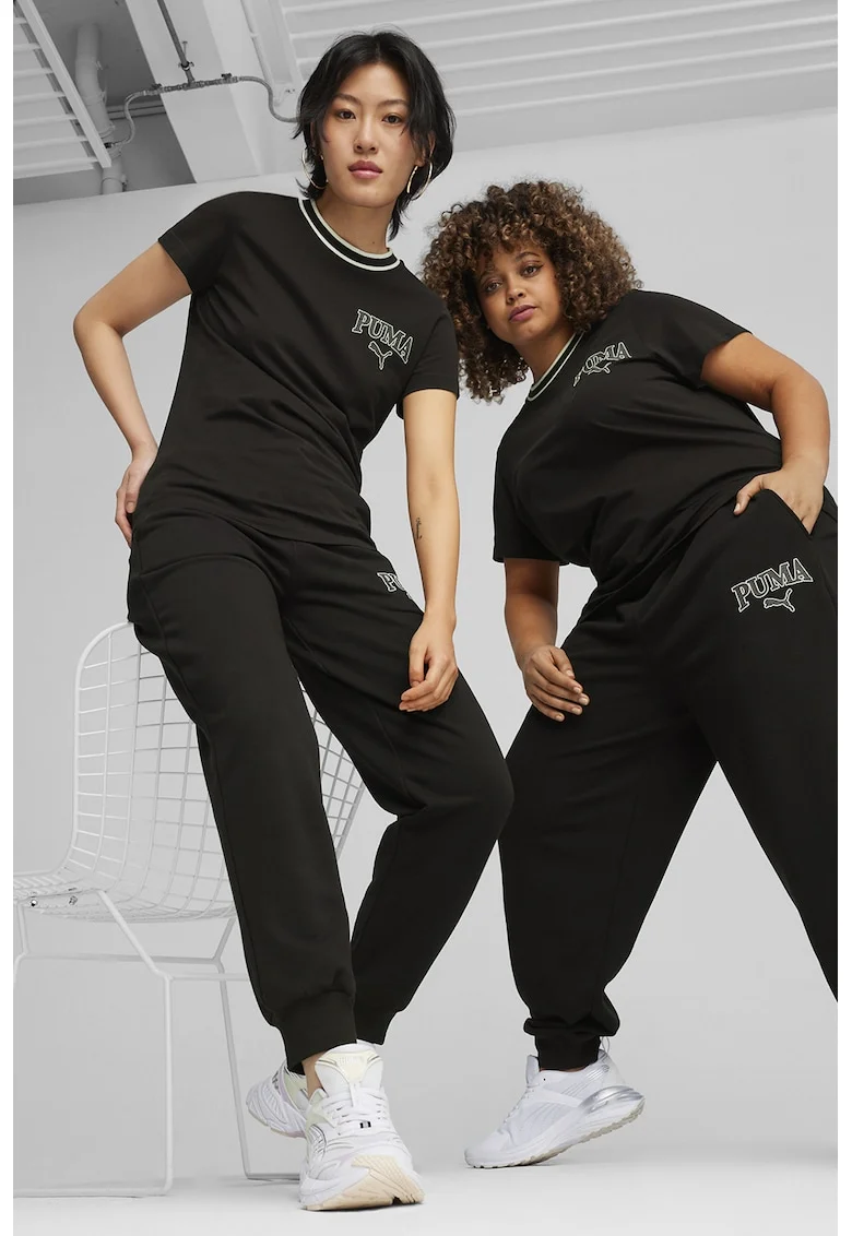 Tricou cu logo pe piept Squad, Negru