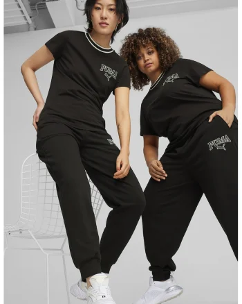 Tricou cu logo pe piept Squad, Negru