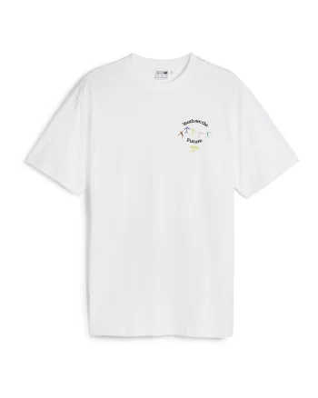 Tricou din amestec de bumbac cu imprimeu pe partea din spate Downtown, Alb optic