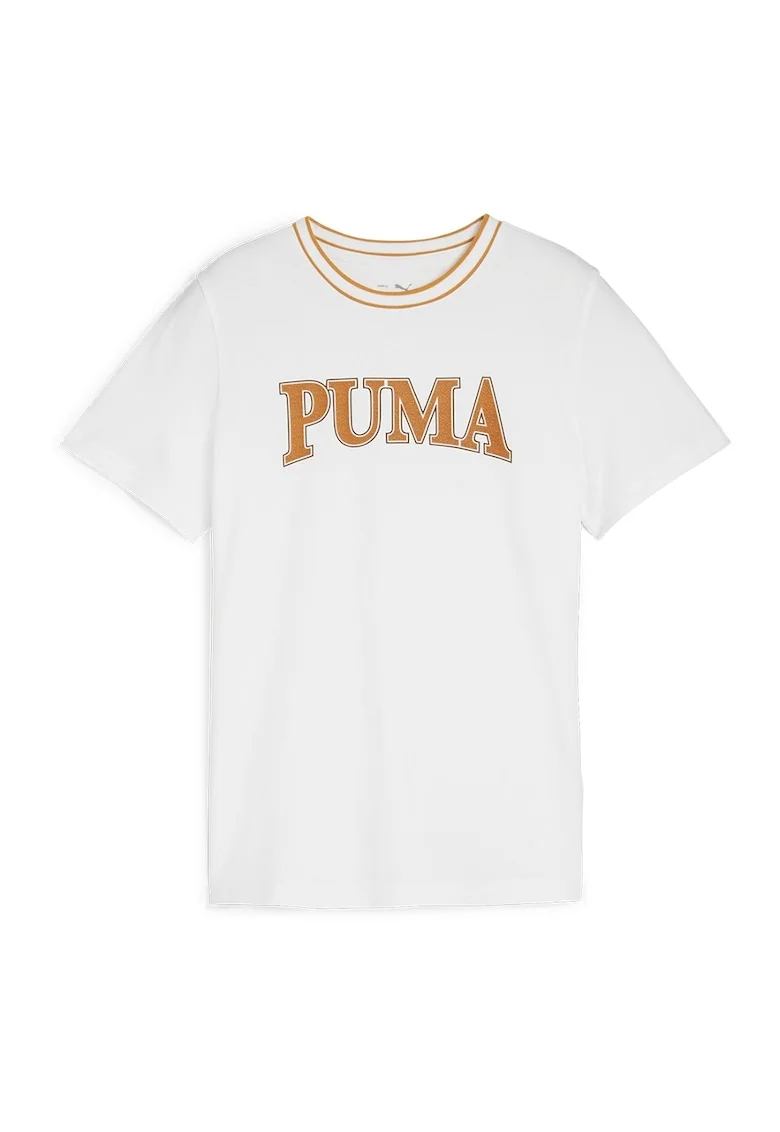 Tricou de bumbac cu imprimeu logo Squad, Alb/Portocaliu