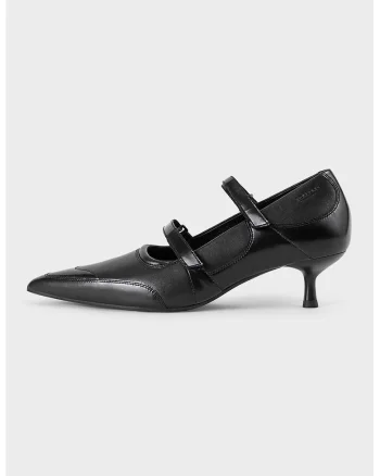Pantofi de piele cu toc kitten Lykke, Negru