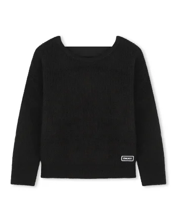Pulover striat din amestec de lana, Negru