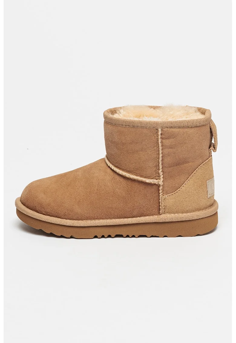 Ghete de piele intoarsa fara inchidere Classic II Mini, Maro deschis