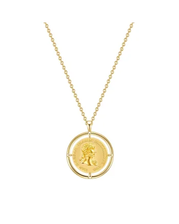 Colier placat cu aur de 14K, cu pandantiv, Auriu/Galben