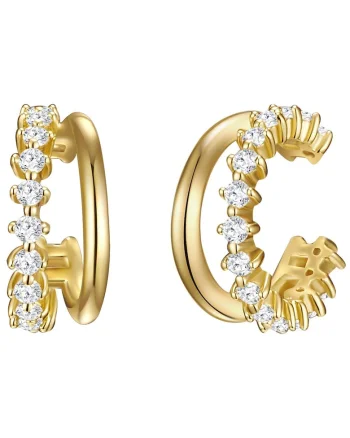 Cercei placati cu aur de 14K, cu zirconia, Auriu/Galben