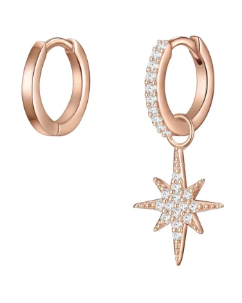 Cercei placati cu aur rose de 14K, zirconia, Auriu rose