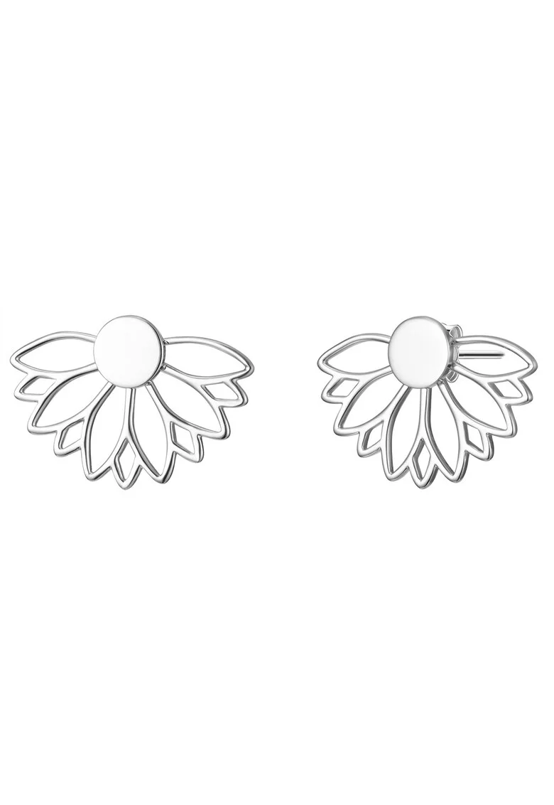 Cercei cu tija si in forma de floare de lotus, Argintiu