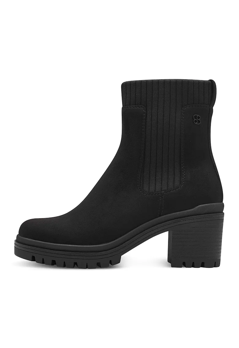 Botine Chelsea cu toc masiv, Negru