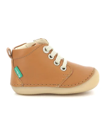 Pantofi sport mid-high de piele, Maro camel